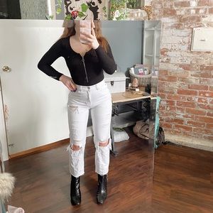 white distressed jeans